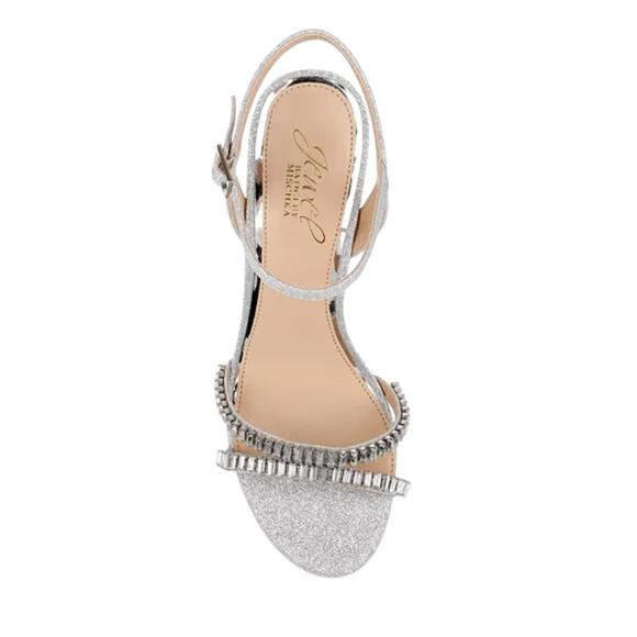 *Jewel Badgley Mischka Galllant Platform Evening Silver Glitter Sandals – Sz 11 - Picture 4 of 12